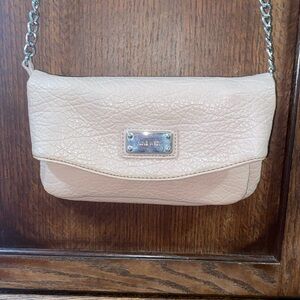 Dusted pink hand bag with cross body strap